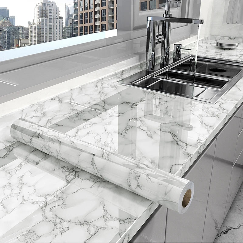 Marble Kitchen Peel and Stick PVC Wallpaper Film Countertops