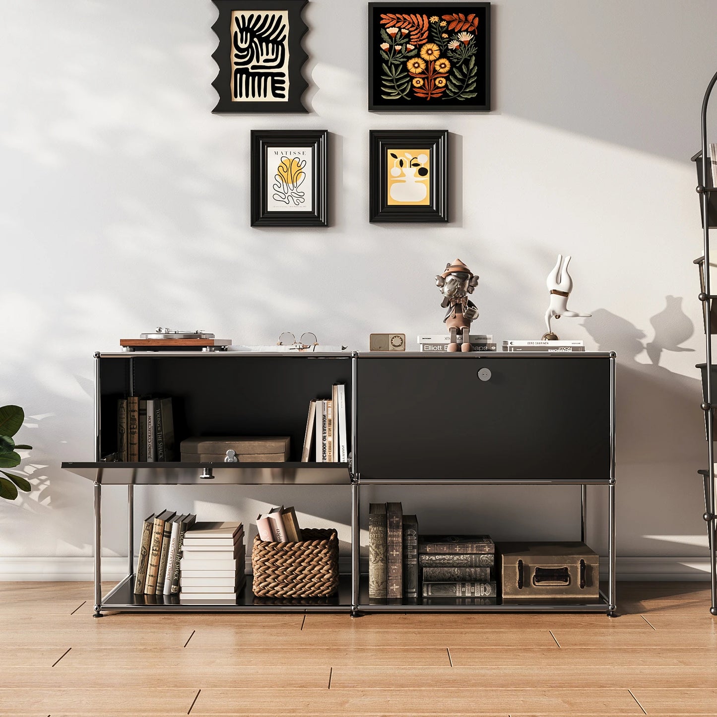 Modern TV Stand Storage Cabinet Stainless Steel Organizer