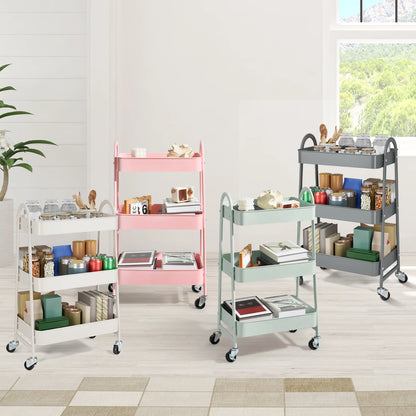 JHK 3 Tier Metal Storage Cart With Lockable Wheels