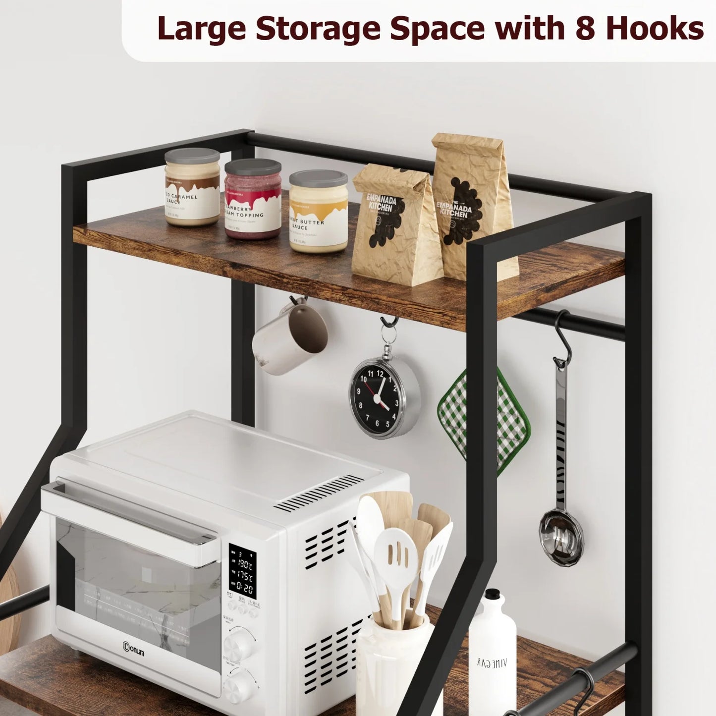 HiMISS Kitchen Bakers Rack With Microwave Stand And Baskets