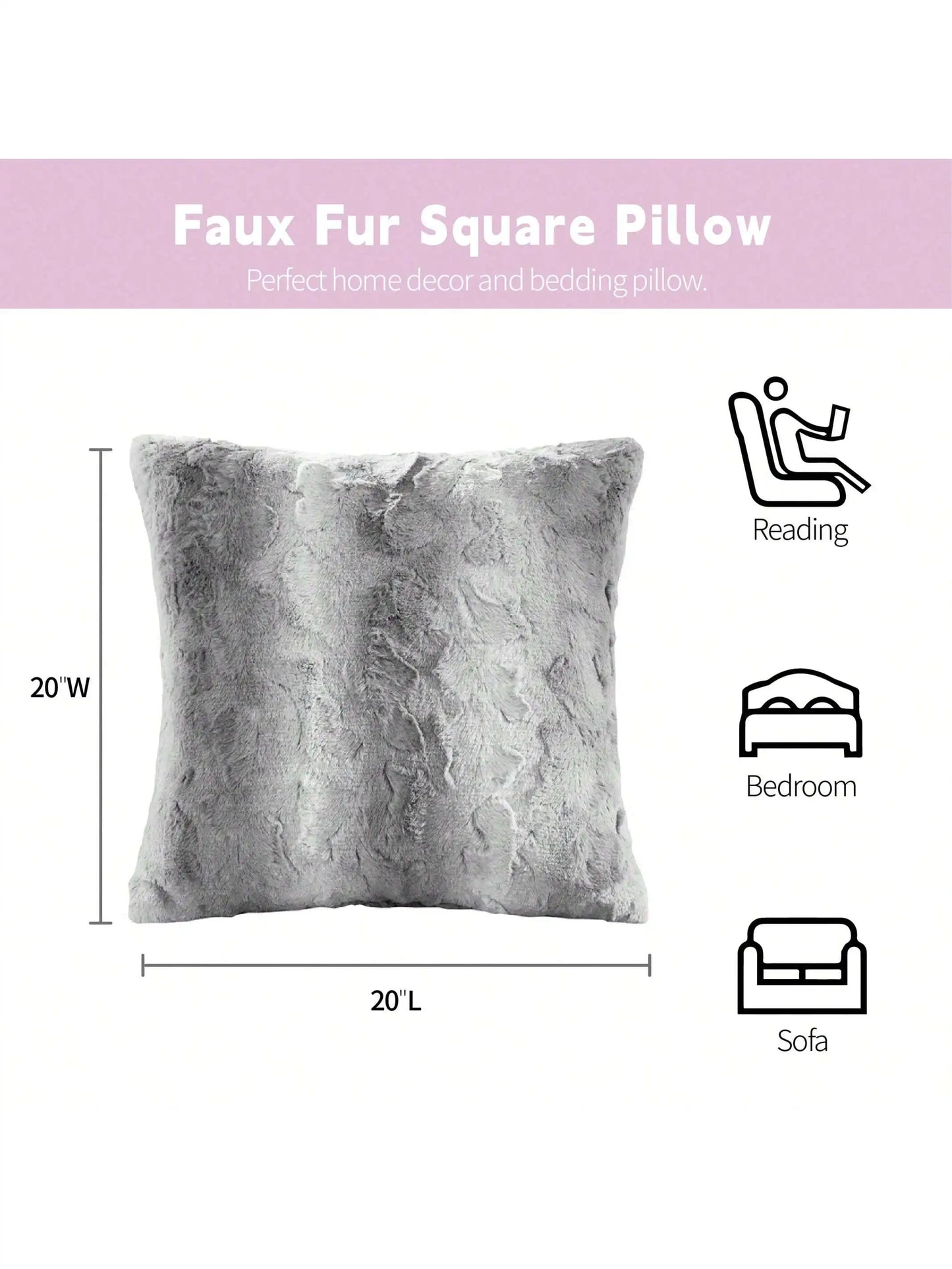 Zuri Faux Fur Animal Throw Pillow Luxury Square Decorative Pillow