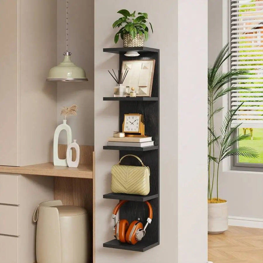 Wooden Five Tier Wall Mounted Floating Shelf For Home Storage
