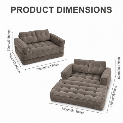 Modern Corduroy Sofa With Chaise And Convertible Floor Couch