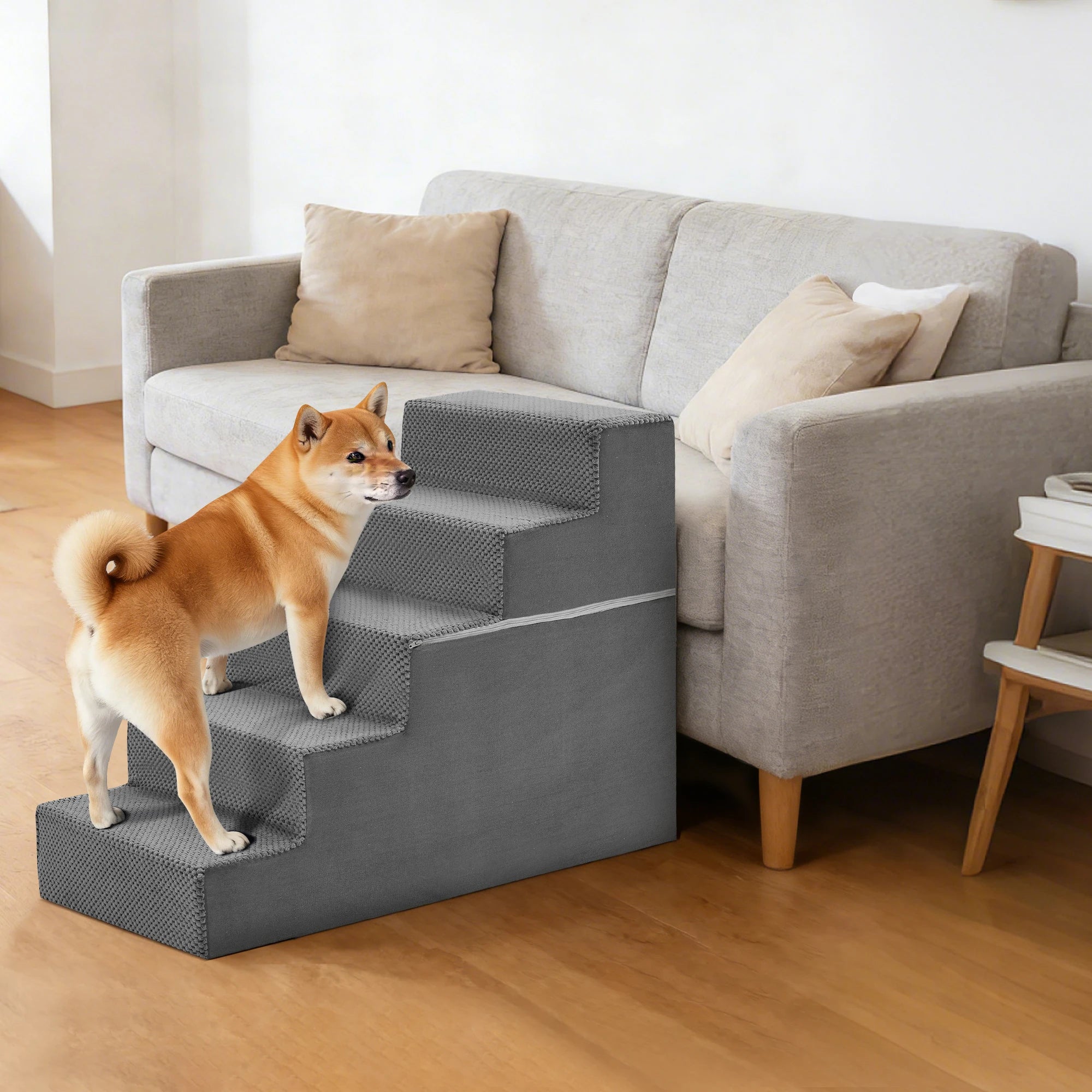 Curved Foam Dog Stairs With Non Slip Grip For Pets