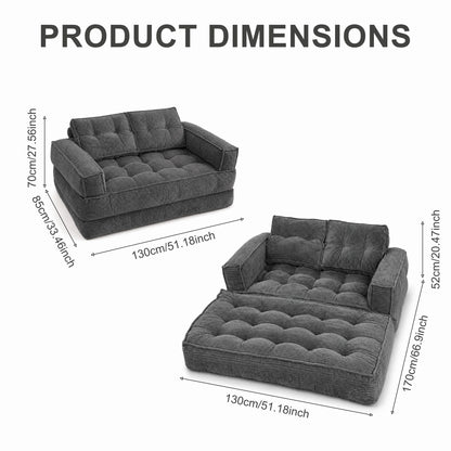 Modern Corduroy Sofa With Chaise And Convertible Floor Couch
