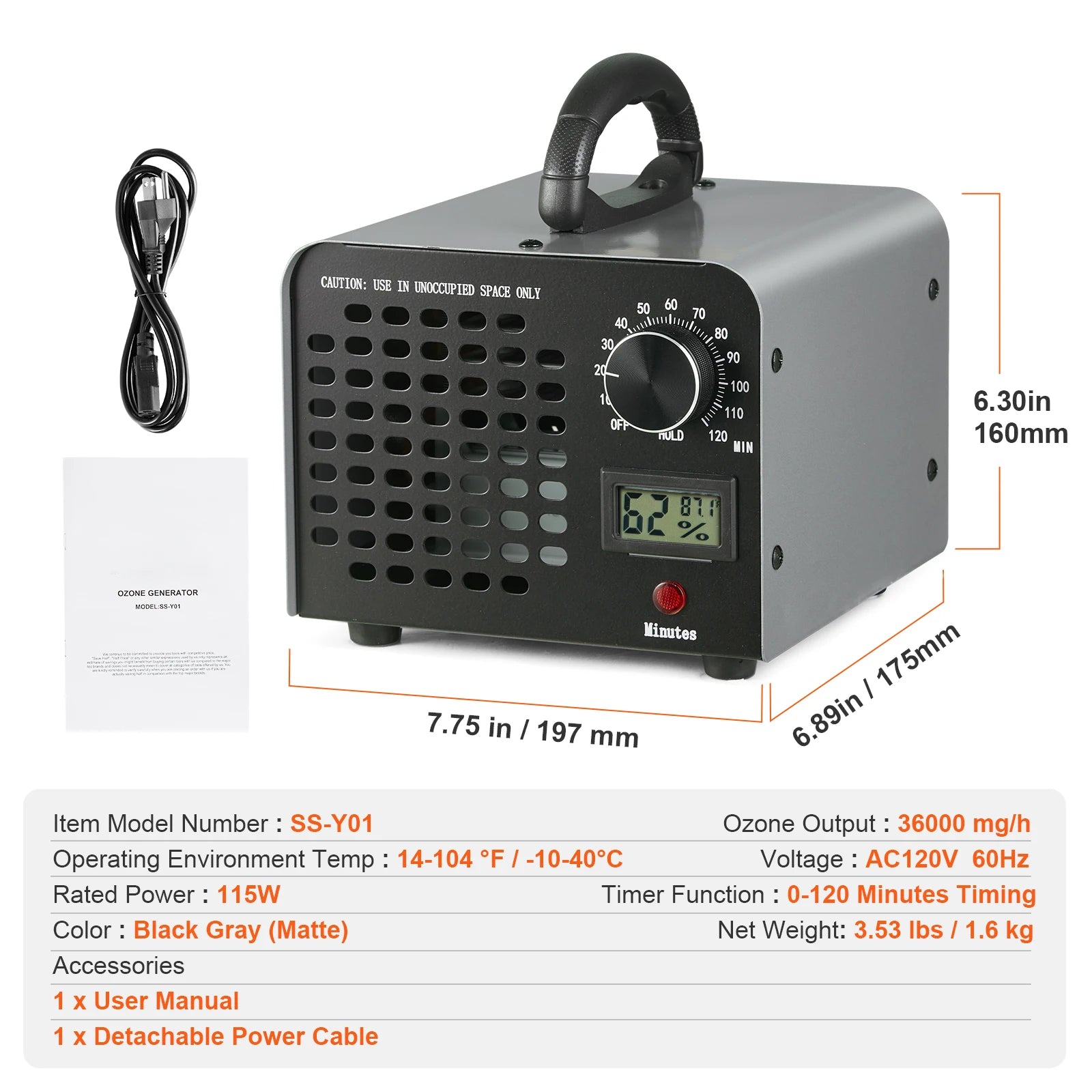 SucceBuy 36000mg Ozone Generator With Timer For Home Air Purification