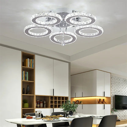 GreeLustr Modern Crystal Ring Pendant Light For Dining Room