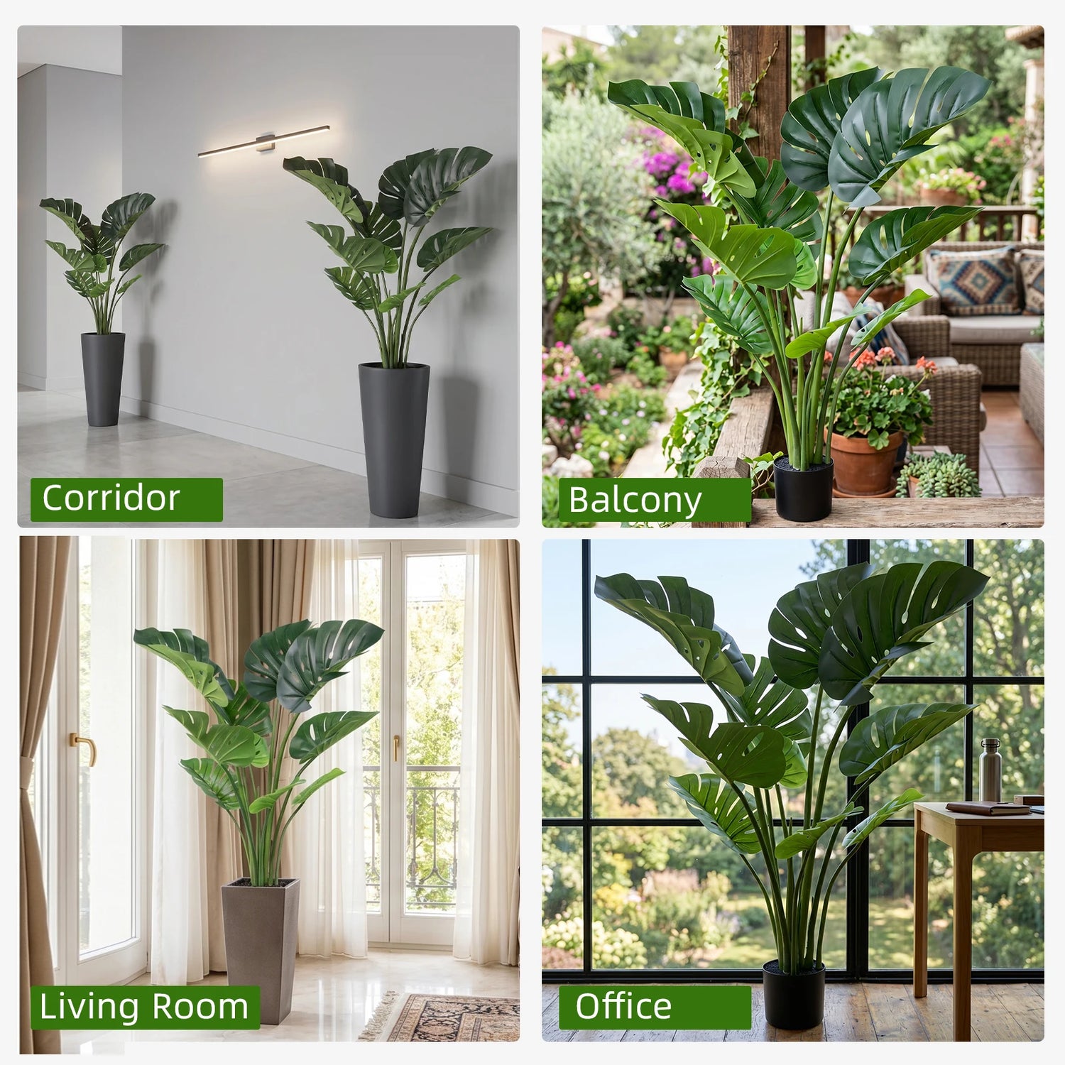 Artificial Monstera Tree Tropical Plant With Pot Indoor Outdoor Decor