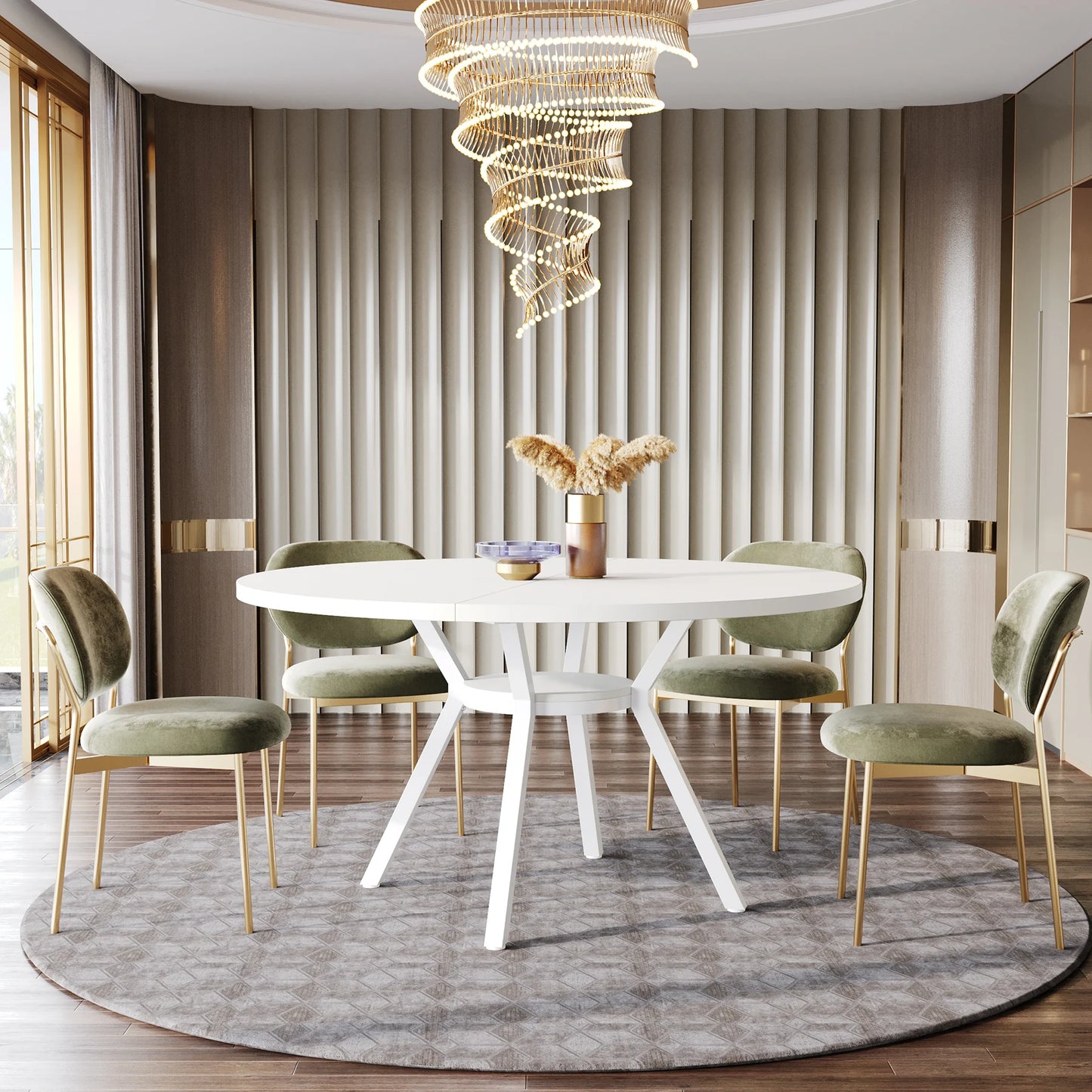 Tribesigns Farmhouse Round Dining Table Industrial Style
