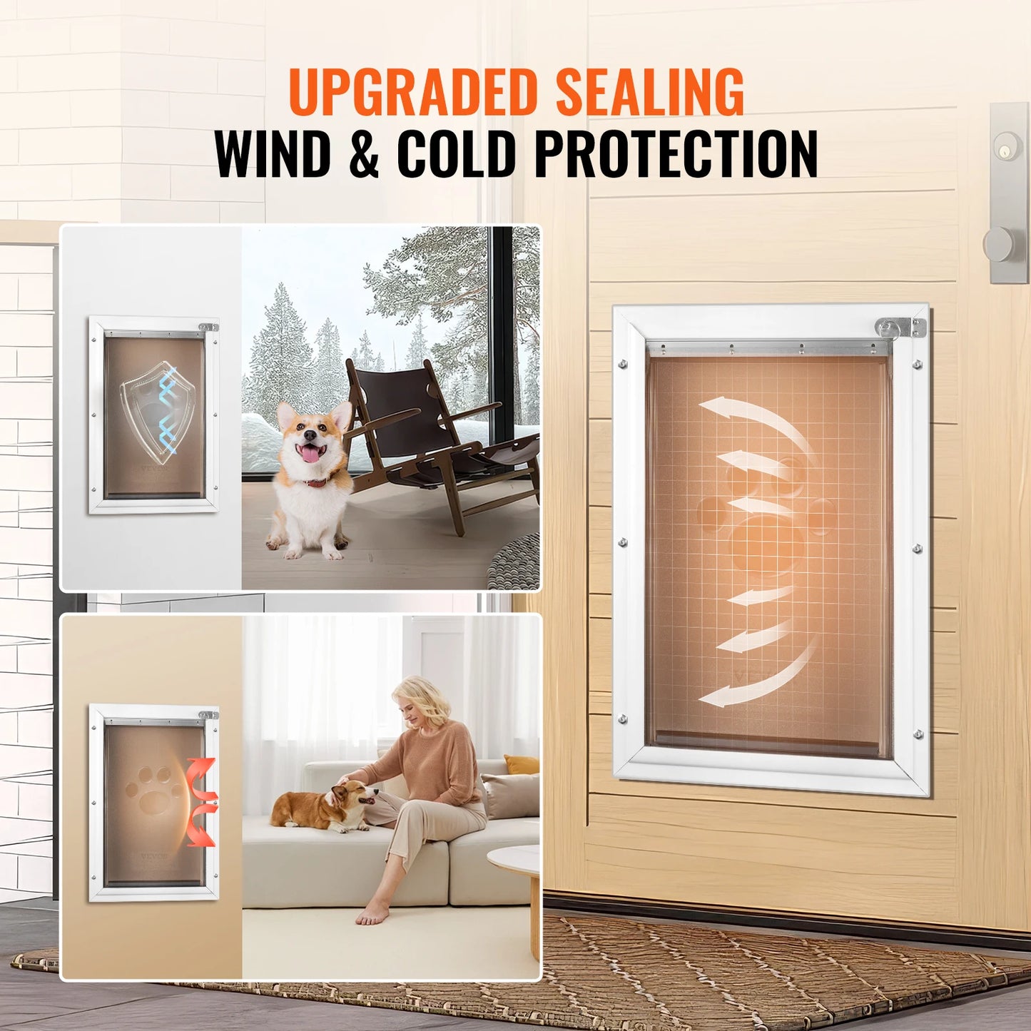 SucceBuy Pet Door Aluminum Frame With Lock And Flap