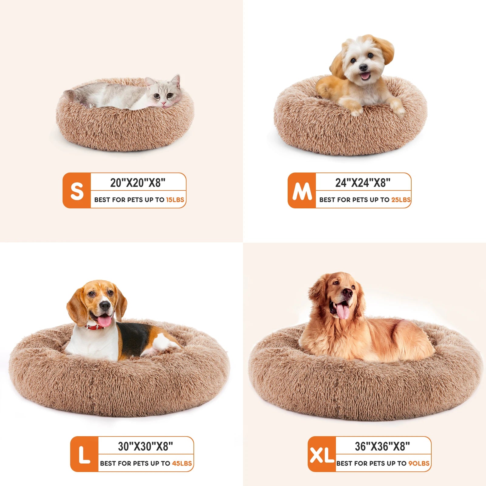 JHK Calming Dog Bed For Medium To Large Dogs Plush