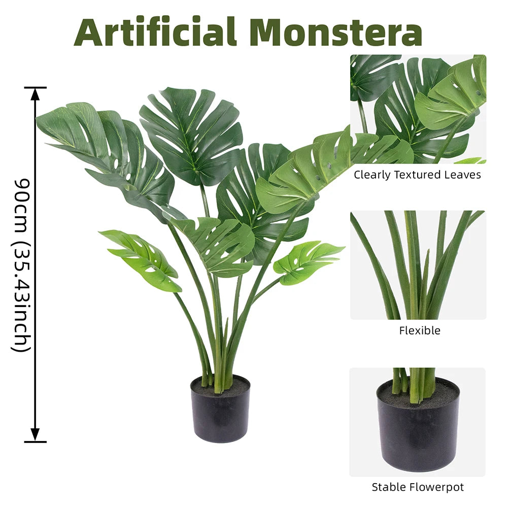 Artificial Monstera Tree Tropical Plant With Pot Indoor Outdoor Decor