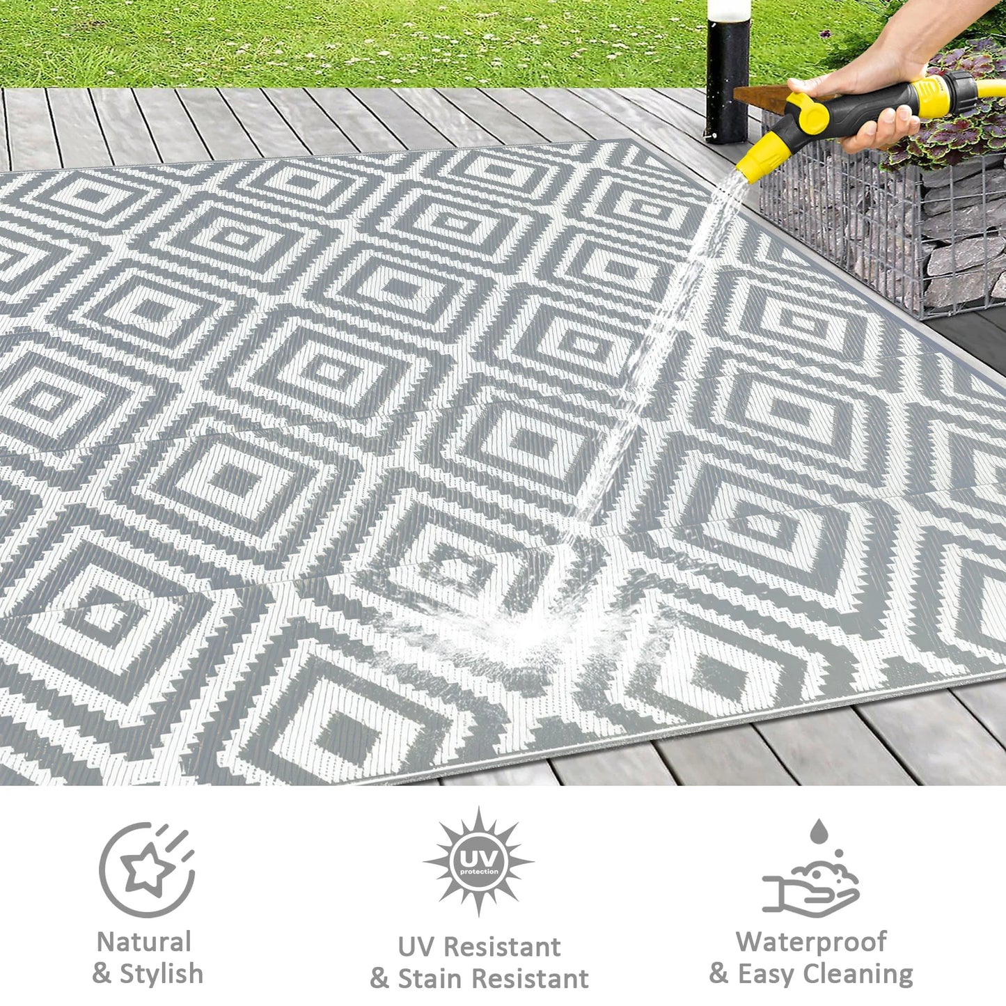 Outdoor Plastic Straw Rugs Waterproof Reversible RV Mat Patio Carpets