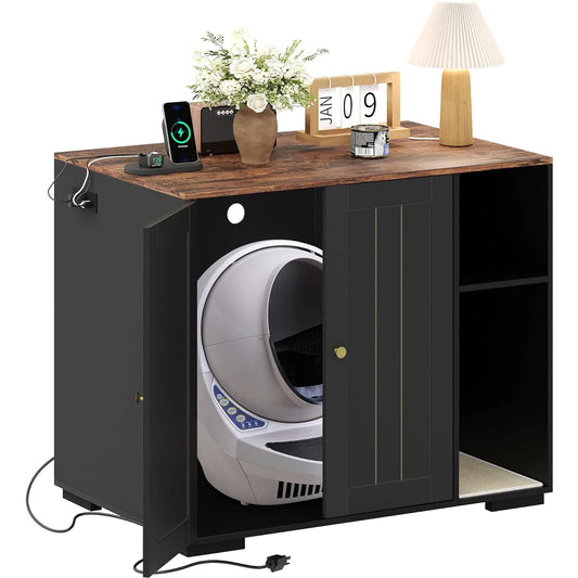 HiMISSCN Cat Litter Enclosure For Litter Robot 3/4 Dog Proof With Power Outlet