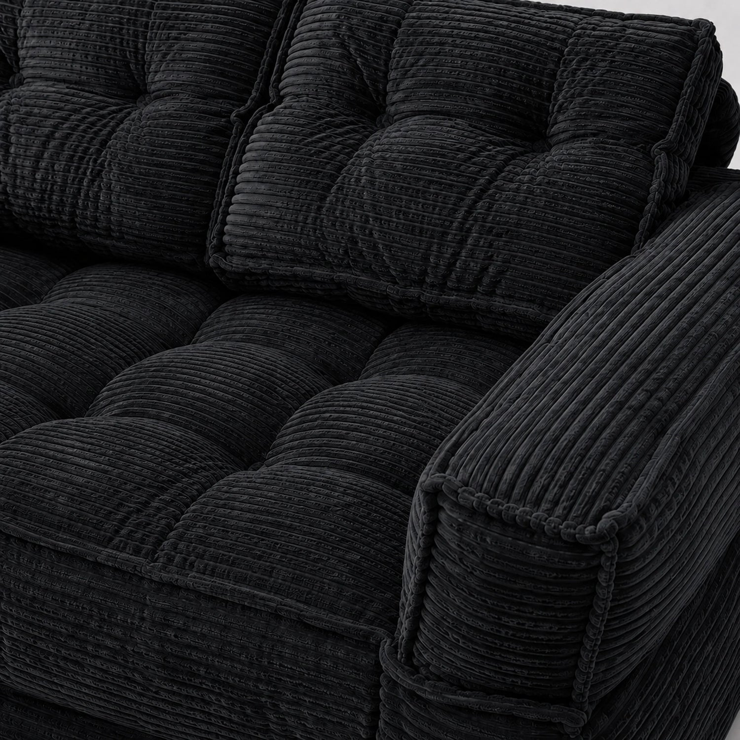 Modern Corduroy Sofa With Chaise And Convertible Floor Couch