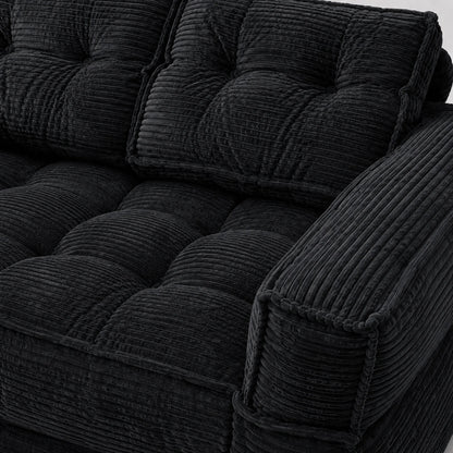 Modern Corduroy Sofa With Chaise And Convertible Floor Couch
