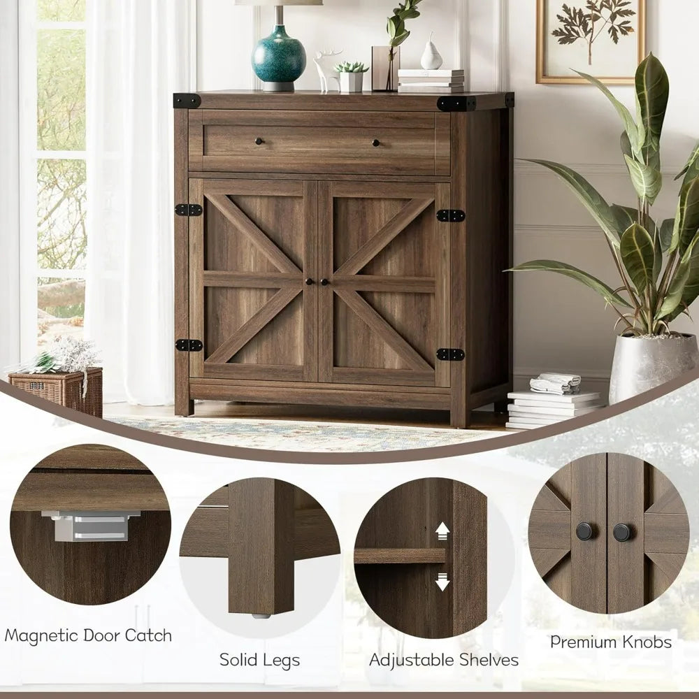 Flamaker Sideboard Buffet Cabinet With Storage And Drawer Barn Doors