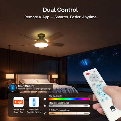 Orison 45 Inch Low Profile Ceiling Fan With Lighting And Remote