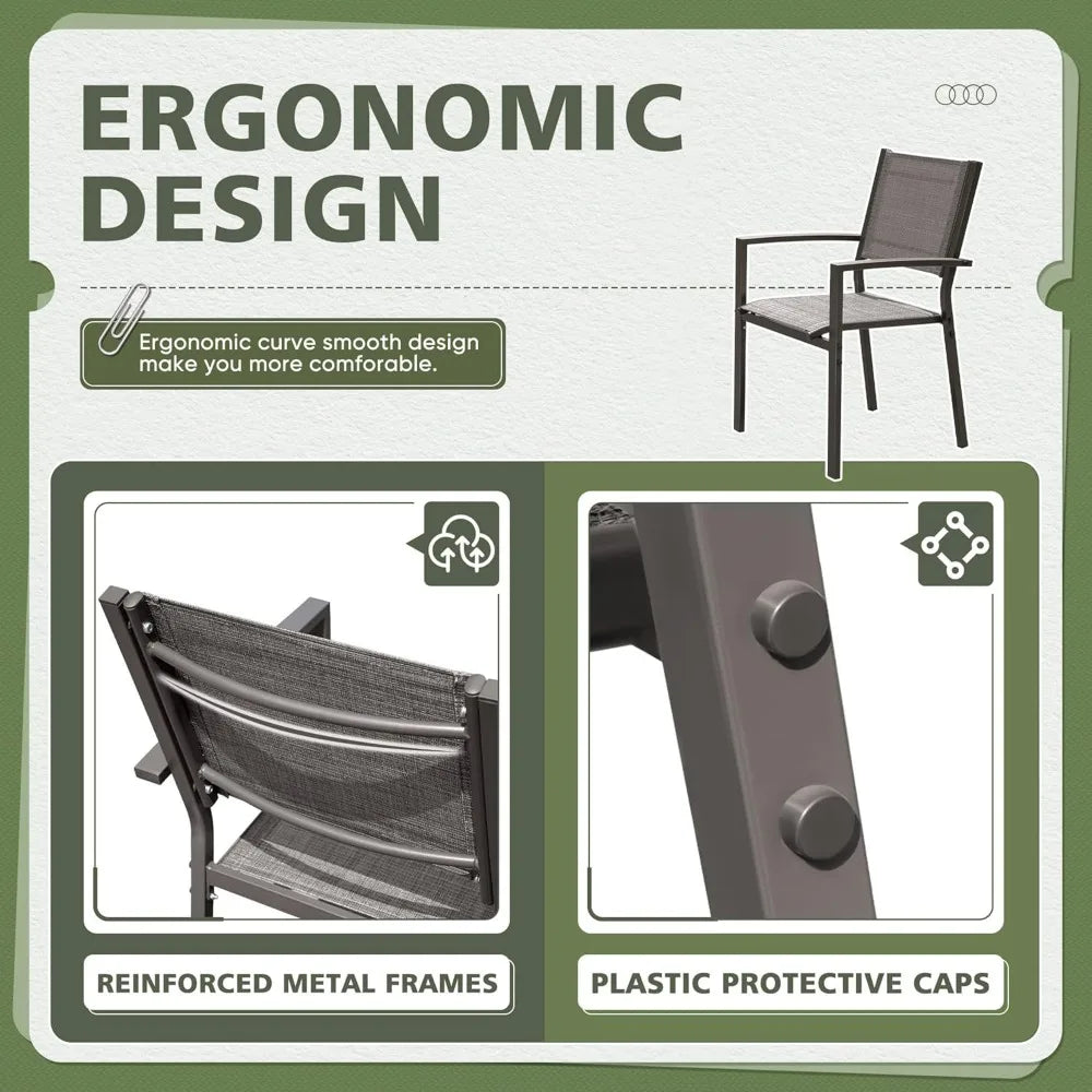 Textilene Outdoor Stackable Dining Chairs Set of 6 Patio