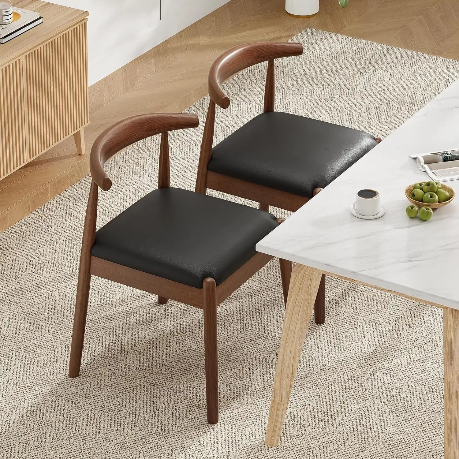 FARINI Dining Chairs Set Mid-Century Modern Solid Wood Legs