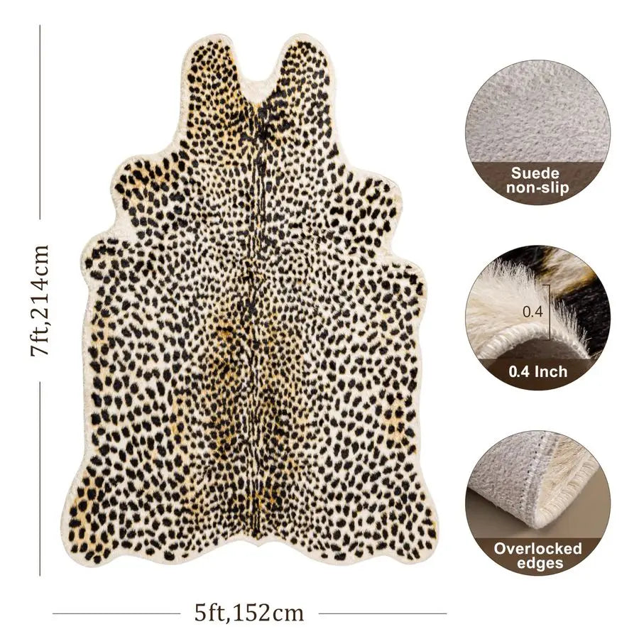 Cheetah Print Faux Fur Rug, Leopard Style Area Rug