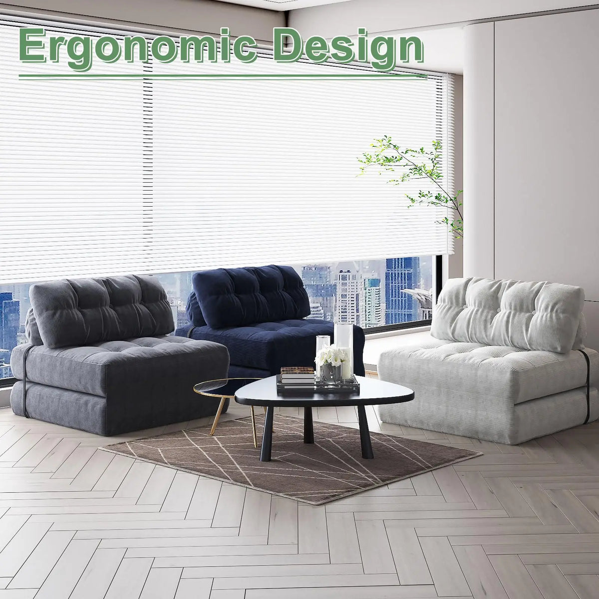 HiMISS Folding Sofa Bed Futon Couch With Pillow Back Support