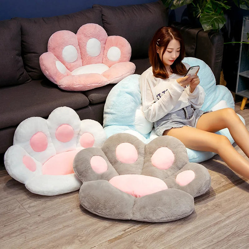Soft Heart Shaped Cat Paw Plush Cushion