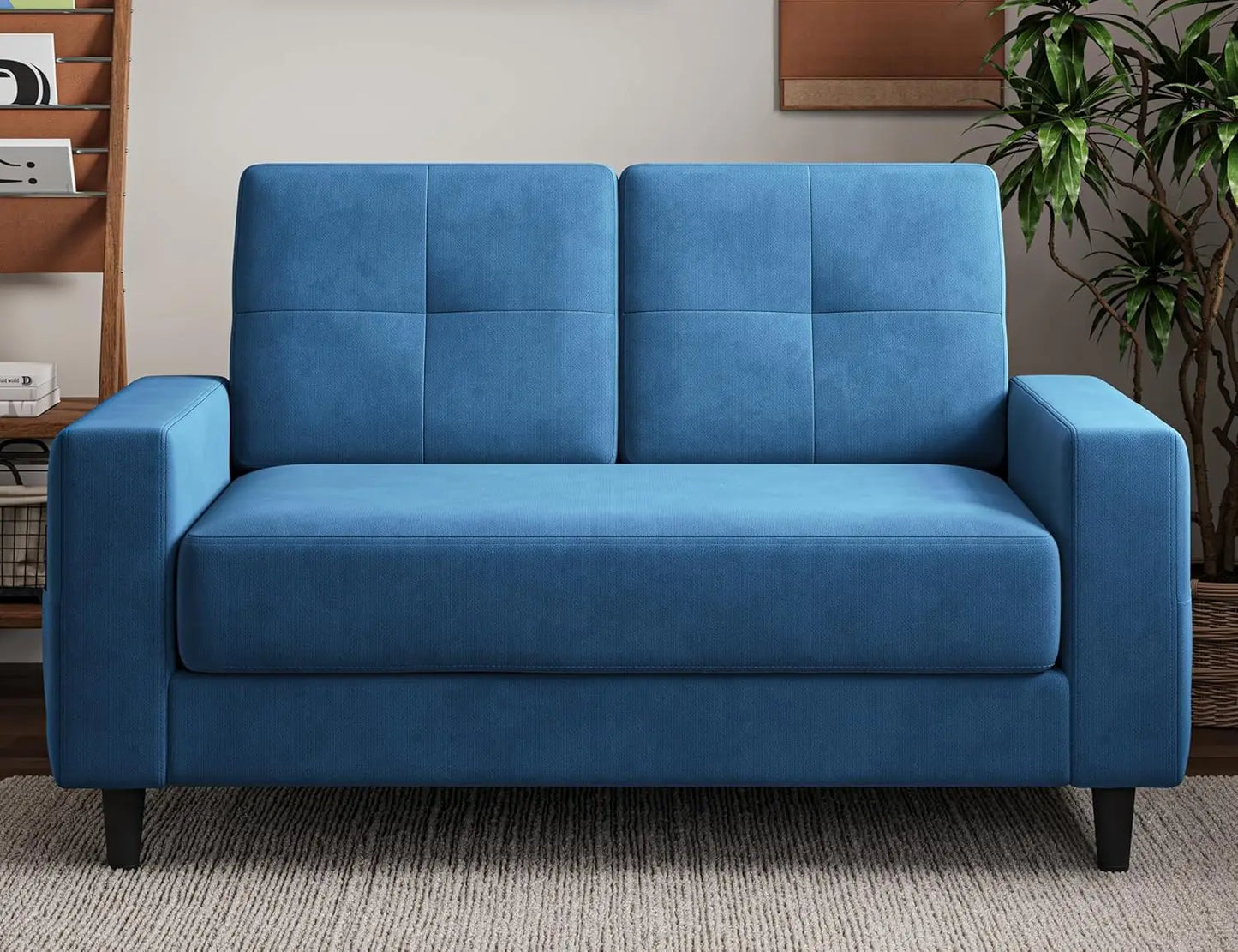 Compact Loveseat Velvet Fabric Sofa For Small Spaces