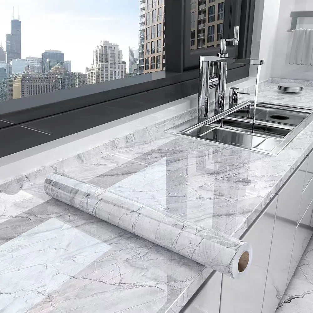 Marble Kitchen Peel and Stick PVC Wallpaper Film Countertops