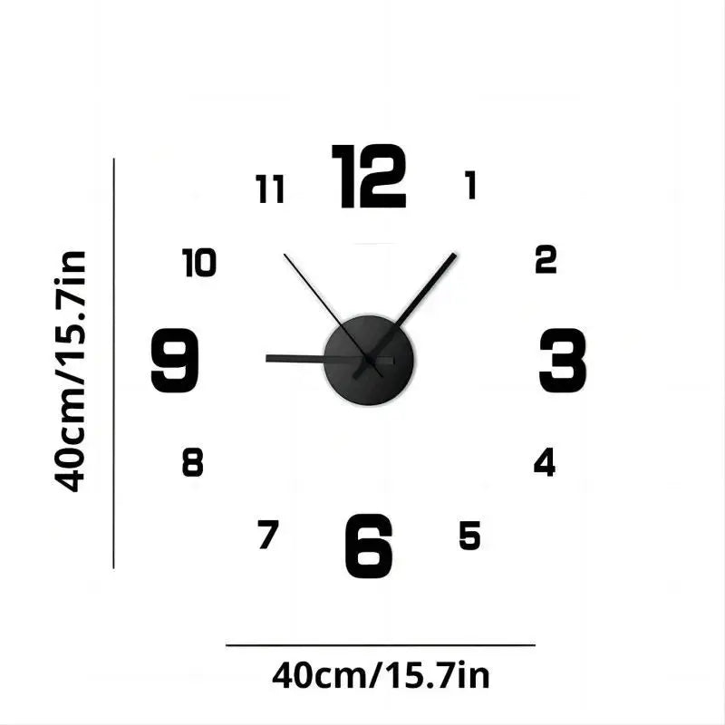 Frameless DIY Wall Clock Wall Decal Silent Living Room Office