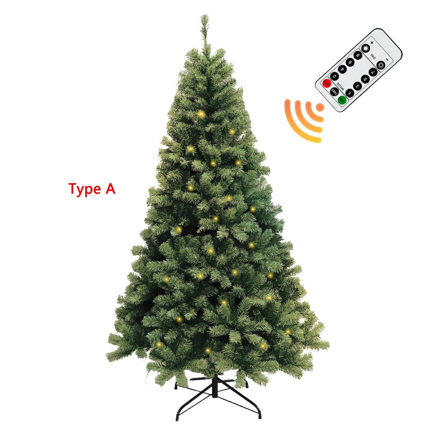Artificial Hinged Christmas Tree With LED Lights 8 Lighting Modes