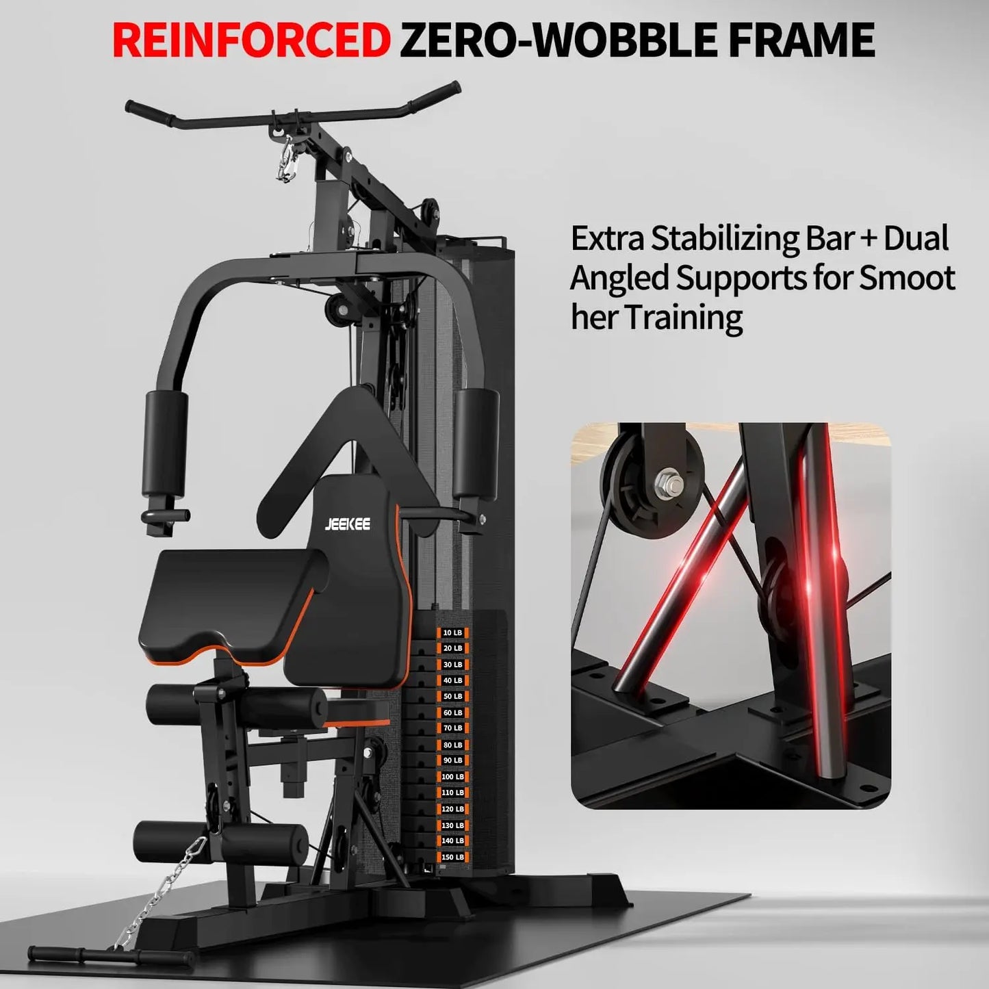 JEEKEE Complete In One Home Gym With 150 Pound Stack