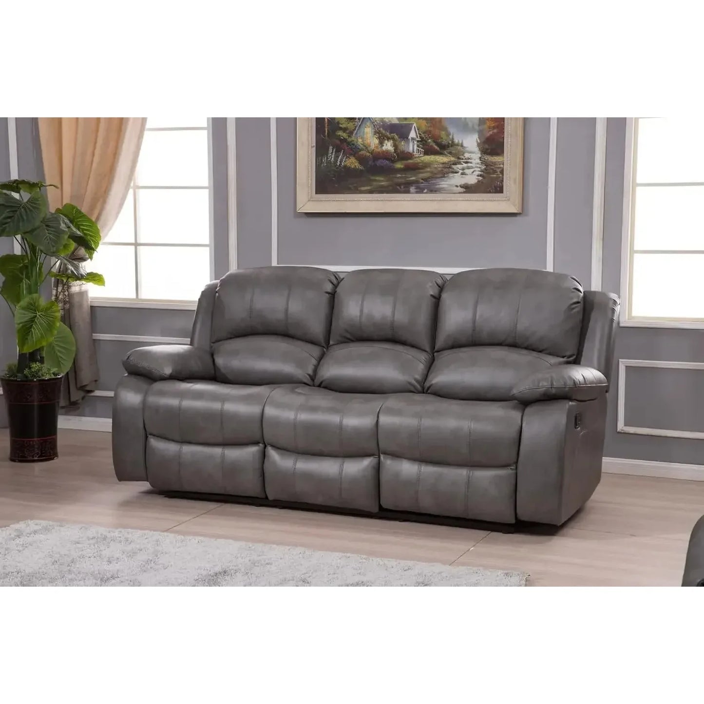 Leather Air Reclining Sofa Loveseat Set