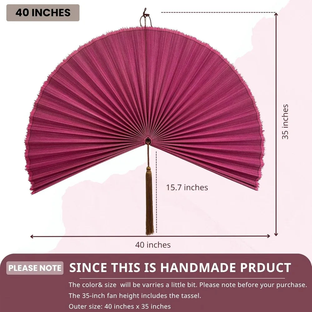 Bamboo Wall Fan Decor Boho Hanging Headboard For Living Spaces