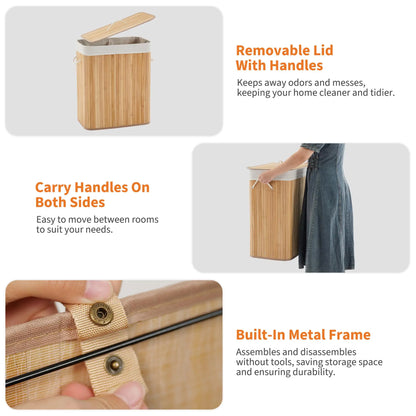 HiMISS Bamboo Laundry Hamper With Foldable Design And Lid