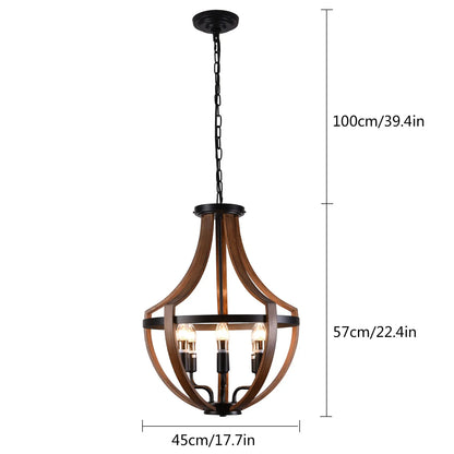 Modern Rustic Handmade Wooden Pendant Light Fixture For Kitchen Dining
