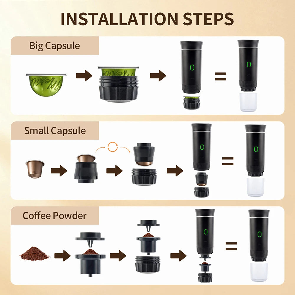 obecilc Wireless Portable Espresso Coffee Maker for Car and Home
