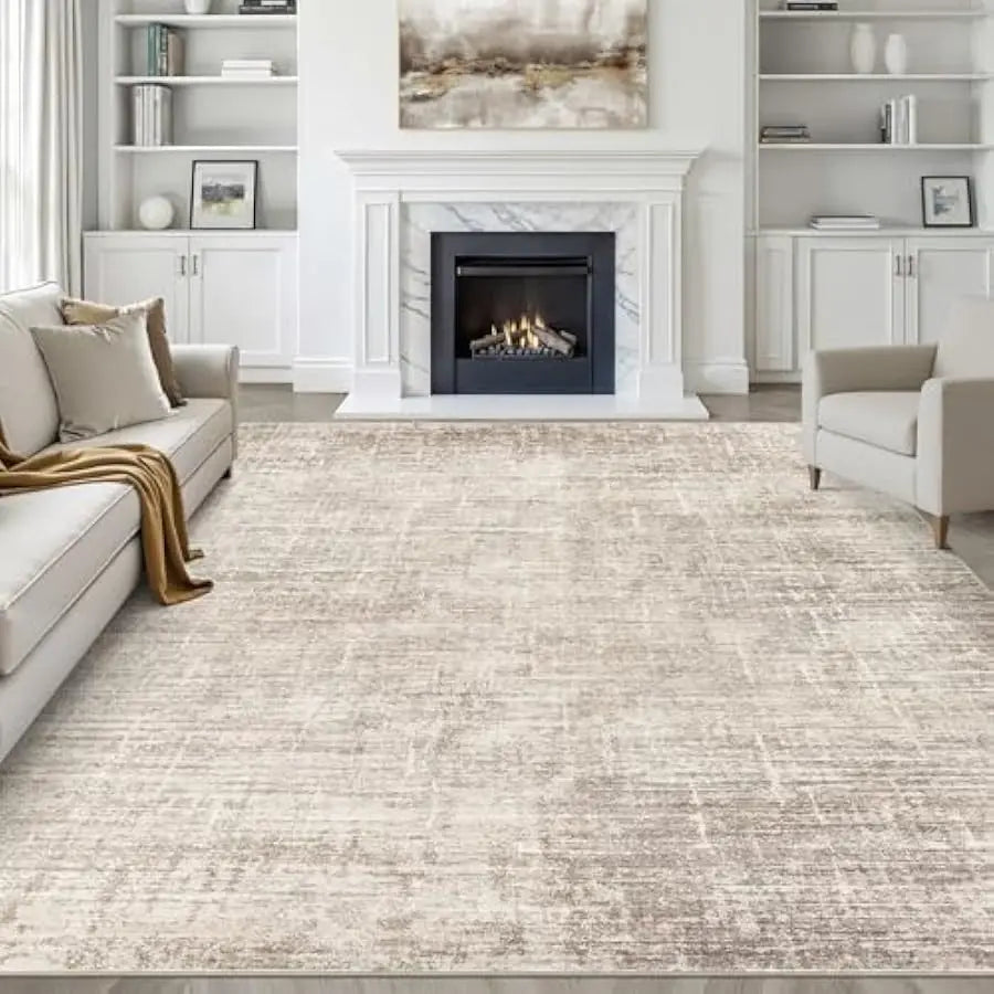 Area Rug For Living Room Washable Neutral Abstract Design