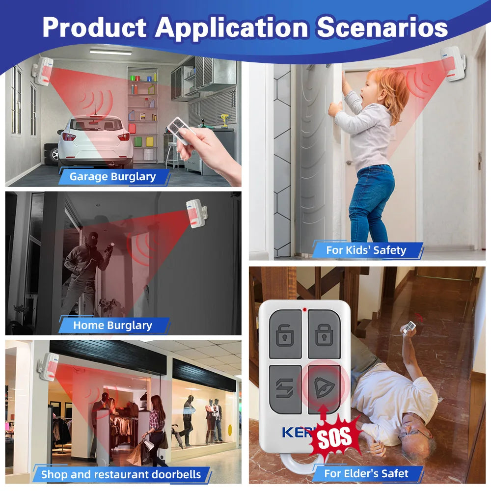 KERUI Wireless PIR Motion Alarm With Remote Control For Elders