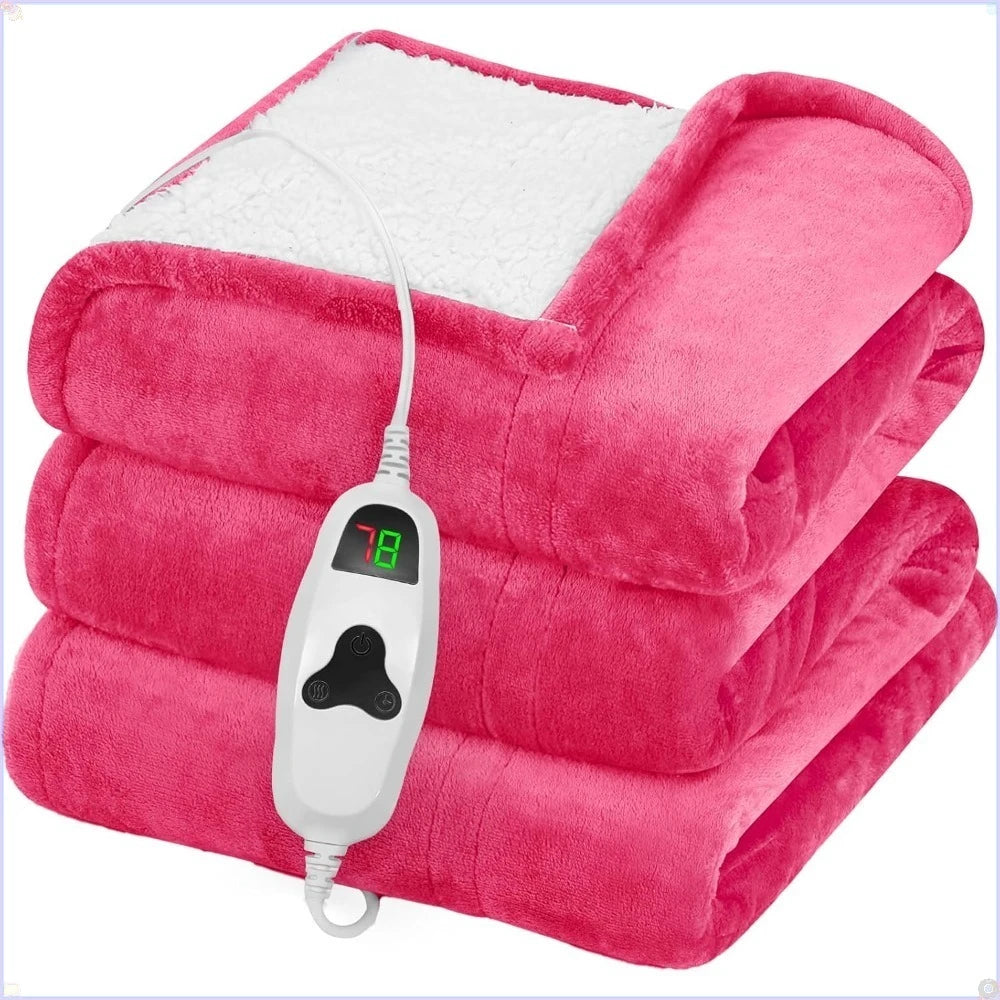 Electric Heated Fleece Blanket Throw With 10 Heat Levels Auto Off