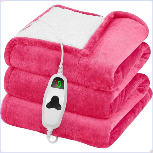 Electric Heated Fleece Blanket Throw With 10 Heat Levels Auto Off