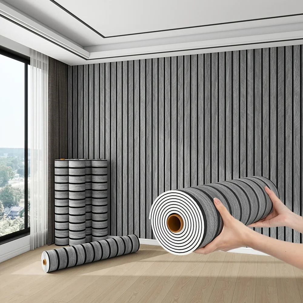 TRINTION Peel and Stick PVC Slat Wall Panel Wood Grain