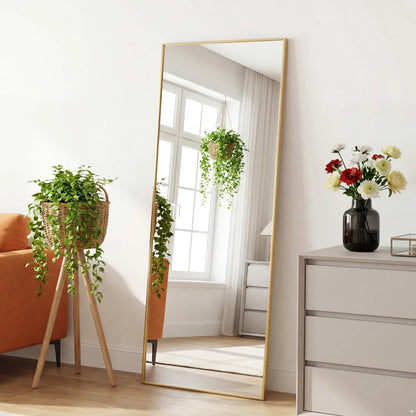 JHK Full Length Mirror With Aluminum Frame Leaning Or Standing