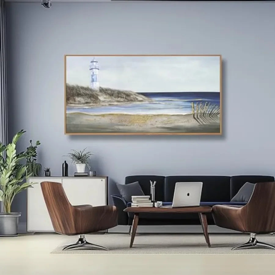 Coastal Lighthouse Canvas Art For Living Room Framed