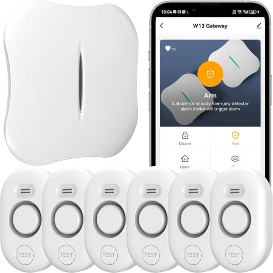 Smart WiFi Water Leak Detector With App Alerts And Gateway And 6 Sensors