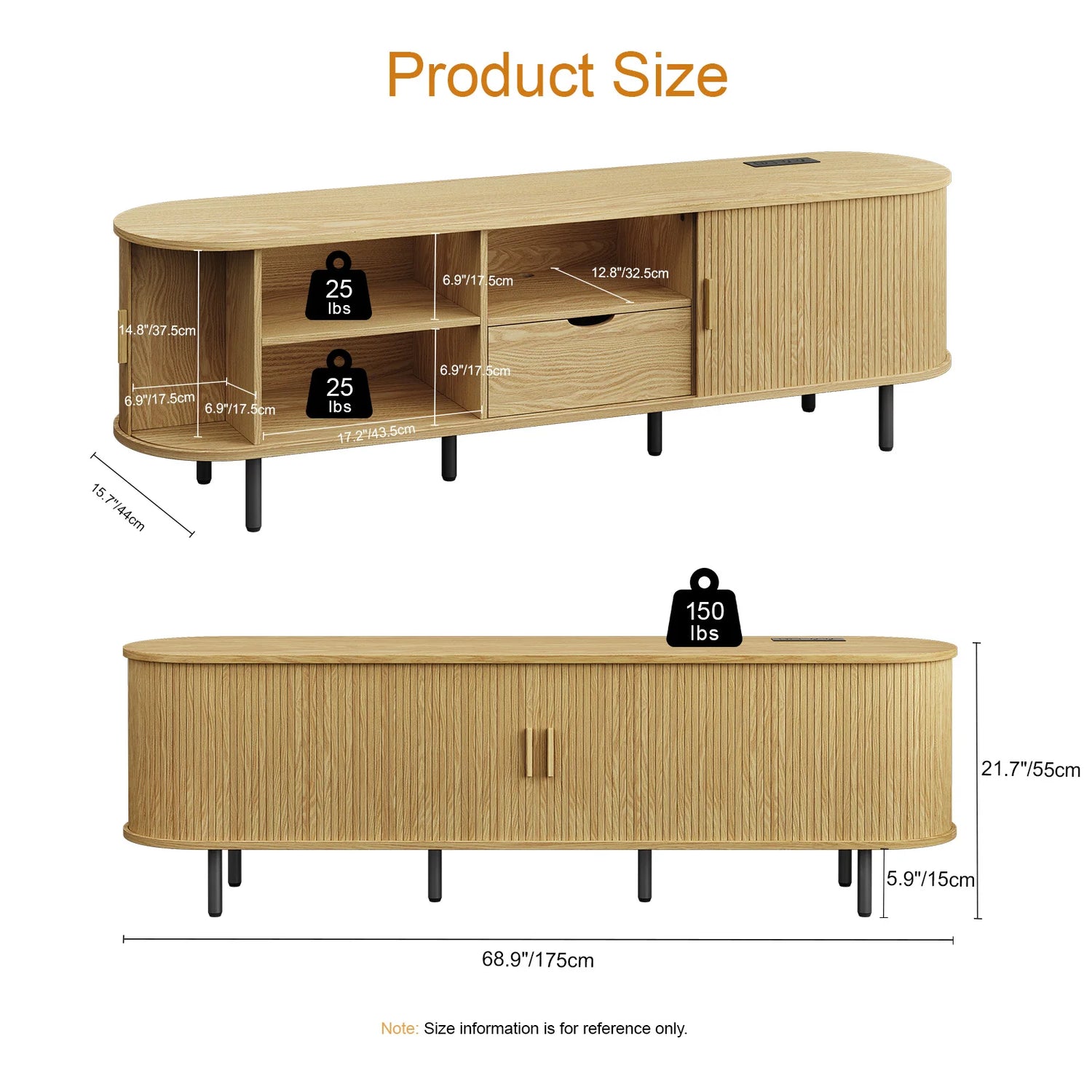 ONBRILL TV Stand With Power Outlet TV Console And Storage