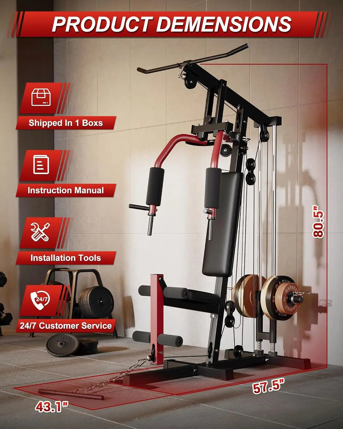 HiMISS Home Gym Machine for Full Body Strength Training Chest Press Lat Pulldown