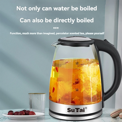 Fast Electric Water Kettle Borosilicate Glass Auto Off Led Light