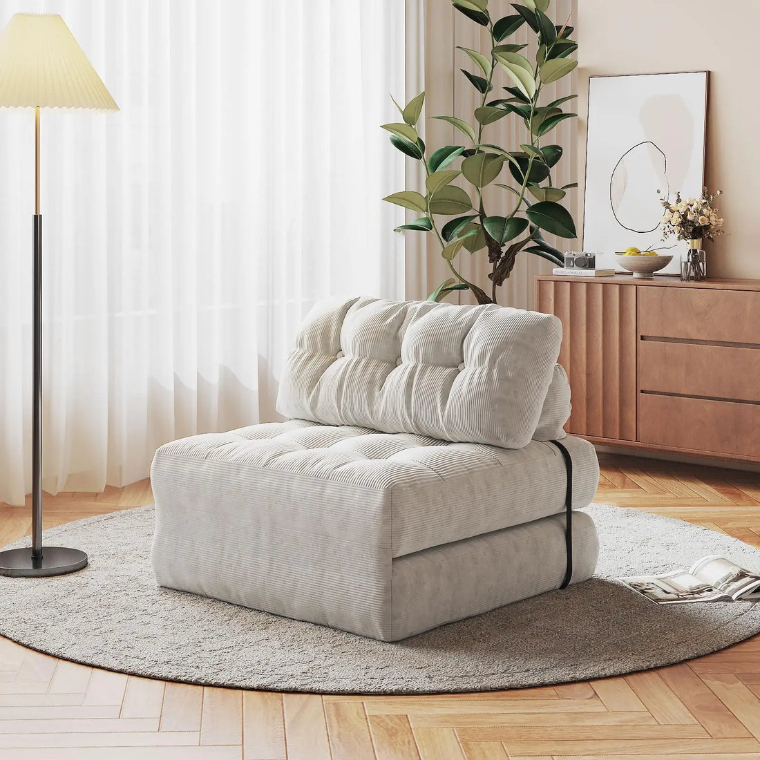 HiMISS Folding Sofa Bed Futon Couch With Pillow Back Support