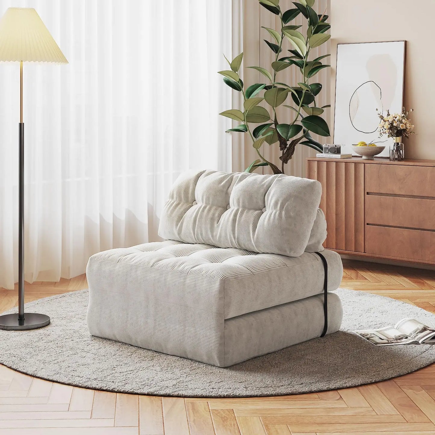 HiMISS Folding Sofa Bed Futon Couch With Pillow Back Support
